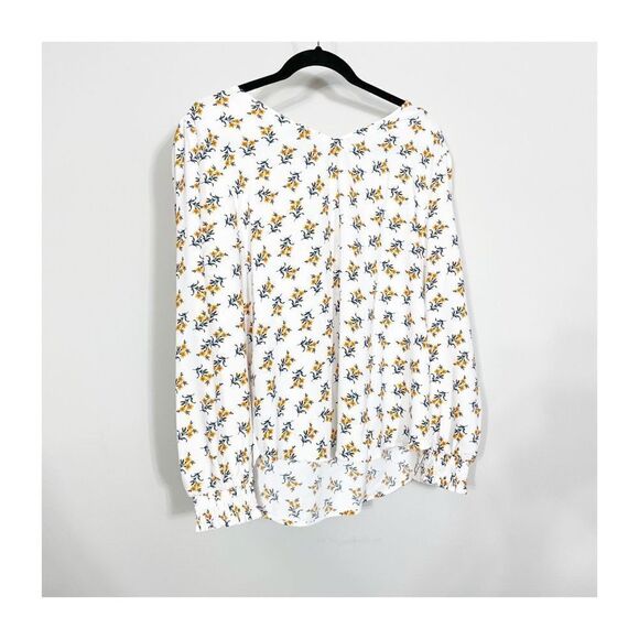 Ann Taylor Loft Blouse Top Floral White Yellow Womens Large NEW - Picture 5 of 6